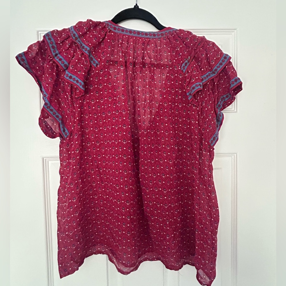 Ulla Johnson 'Freya' Flutter Sleeve Top 100% Silk - Picture 3 of 8